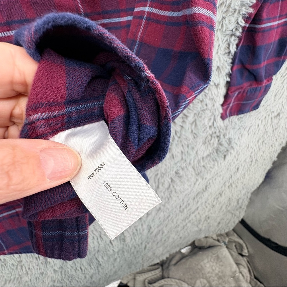 Orvis Flannel Shirt Mens Large Classic Fit Button Up Sangria Plaid Double Brush - Picture 5 of 8
